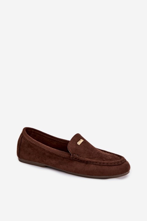 Women's Moccasins With Small Gold Detail Chocolate Sarivelle