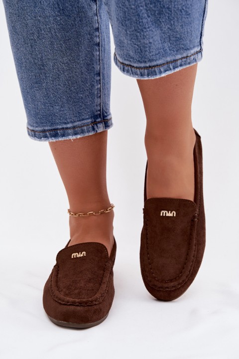 Women's Moccasins With Small Gold Detail Chocolate Sarivelle