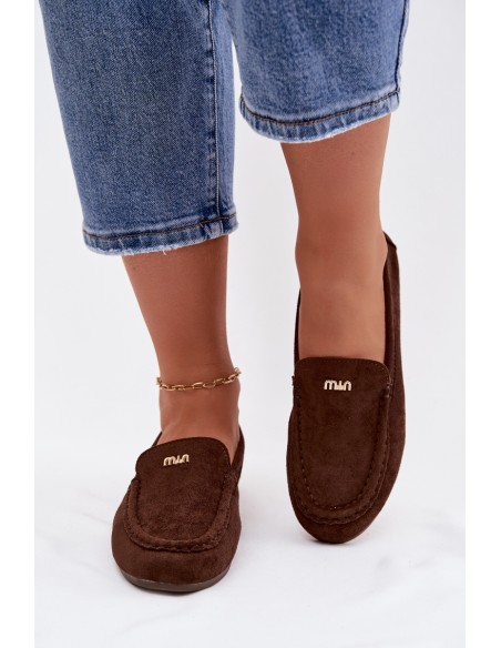 Women's Moccasins With Small Gold Detail Chocolate Sarivelle