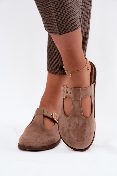 Women's Mule Slippers Dark Beige Faux Suede Melvia