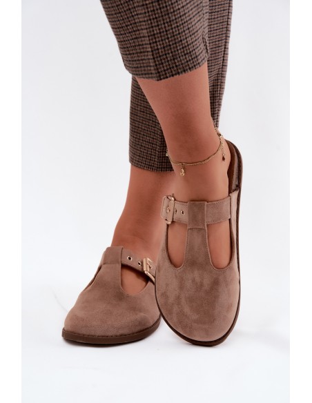 Women's Mule Slippers Dark Beige Faux Suede Melvia