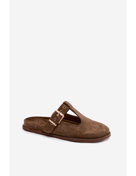 Women's Mules Dark Green Suede Look Imitation Melvia