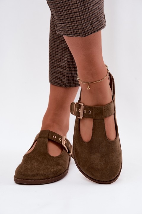 Women's Mules Dark Green Suede Look Imitation Melvia