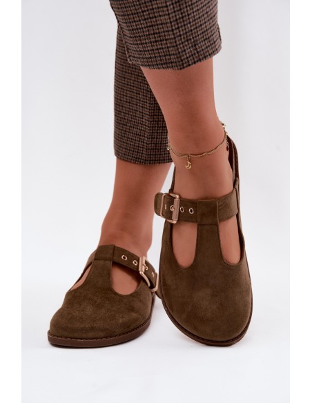 Women's Mules Dark Green Suede Look Imitation Melvia