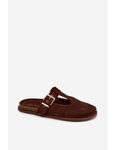 Women's Mules Chocolate Suede Imitation Melvia
