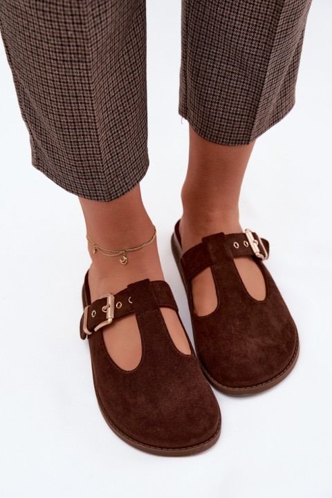Women's Mules Chocolate Suede Imitation Melvia