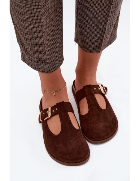 Women's Mules Chocolate Suede Imitation Melvia