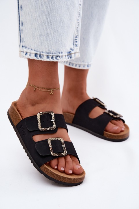 Women's Black Slides With Straps Lee Cooper LCW-26-35-4450L