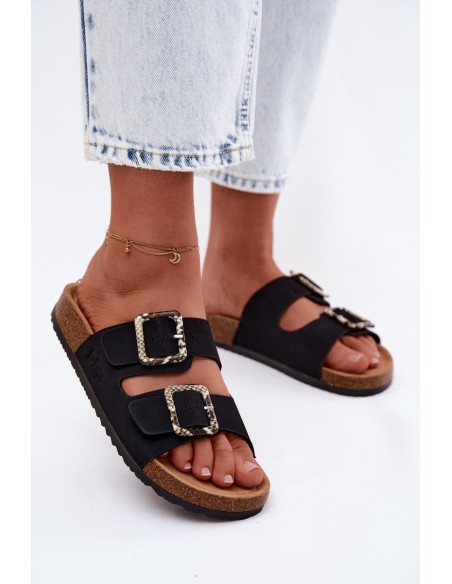 Women's Black Slides With Straps Lee Cooper LCW-26-35-4450L