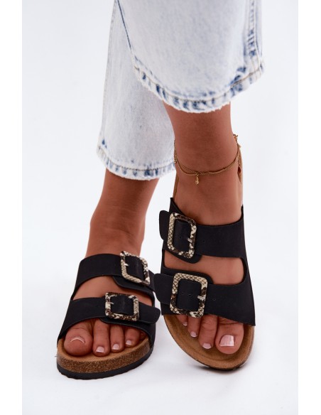 Women's Black Slides With Straps Lee Cooper LCW-26-35-4450L