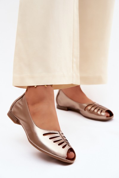 Openwork Leather Ballerinas Maciejka P7541-32 Gold