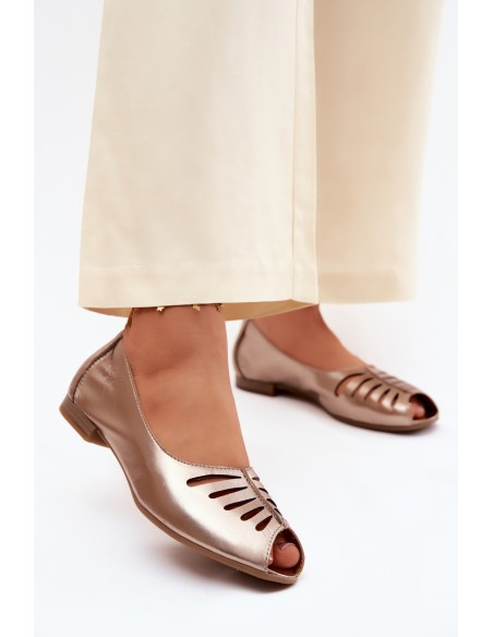 Openwork Leather Ballerinas Maciejka P7541-32 Gold