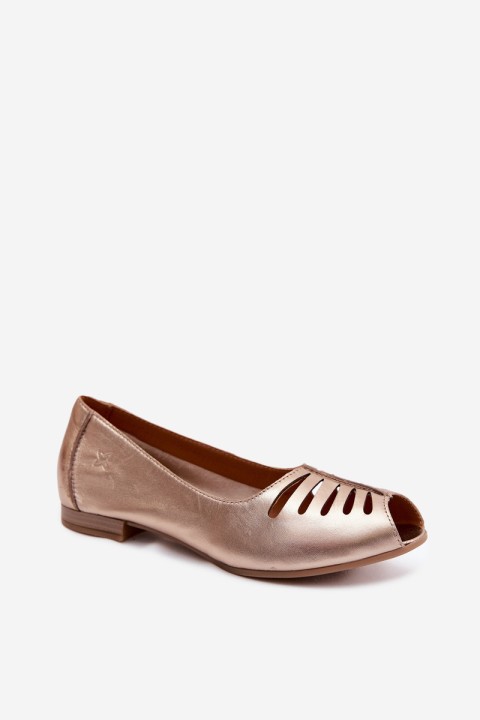 Openwork Leather Ballerinas Maciejka P7541-32 Gold