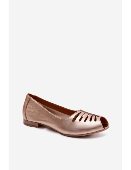 Openwork Leather Ballerinas Maciejka P7541-32 Gold