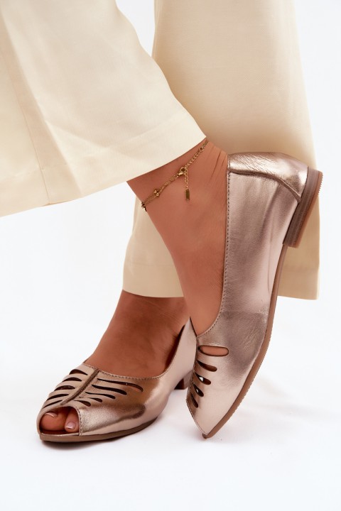 Openwork Leather Ballerinas Maciejka P7541-32 Gold
