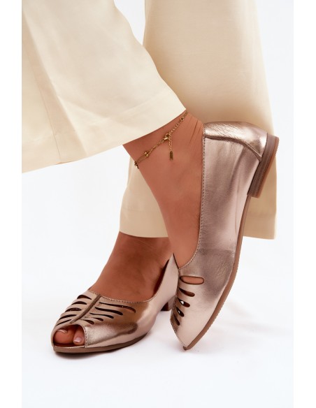 Openwork Leather Ballerinas Maciejka P7541-32 Gold