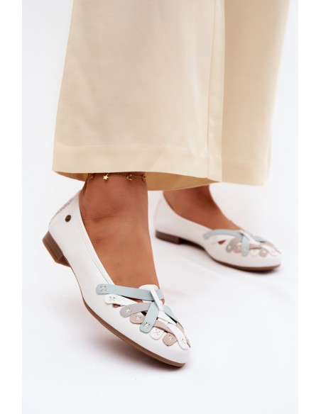 Leather Ballerinas Maciejka P7542-11 White