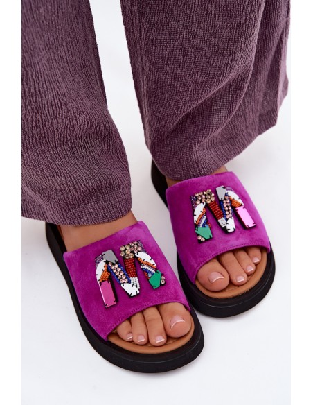 Leather Suede Women's Platform Decor Shoes Vinceza 66942 Fuchsia