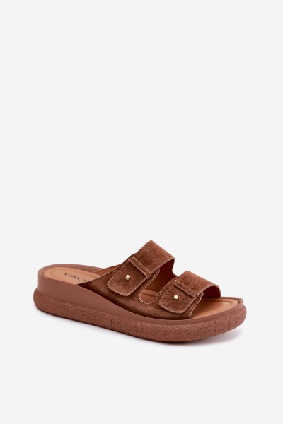 Leather Suede Women's Platform Sandals Vinceza 66916 Camel 2