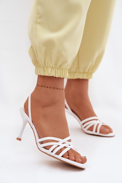 Women's High Heel Sandals With Straps White Velivelle
