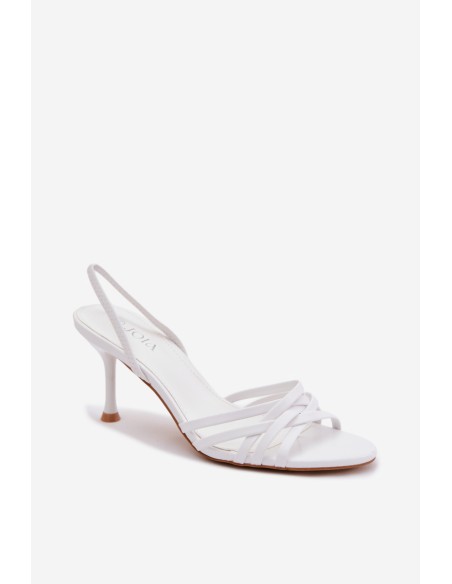 Women's High Heel Sandals With Straps White Velivelle