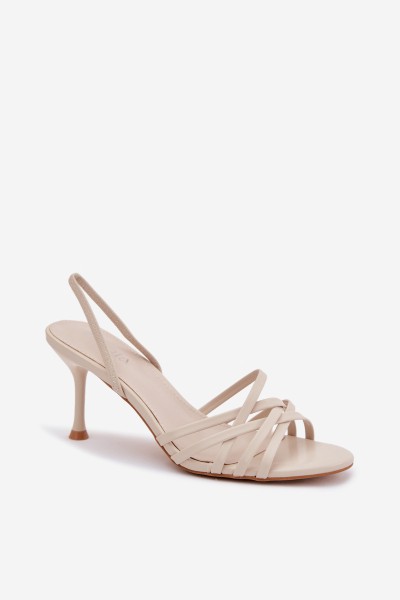 Women's Heeled Sandals With Straps Beige Velivelle 2