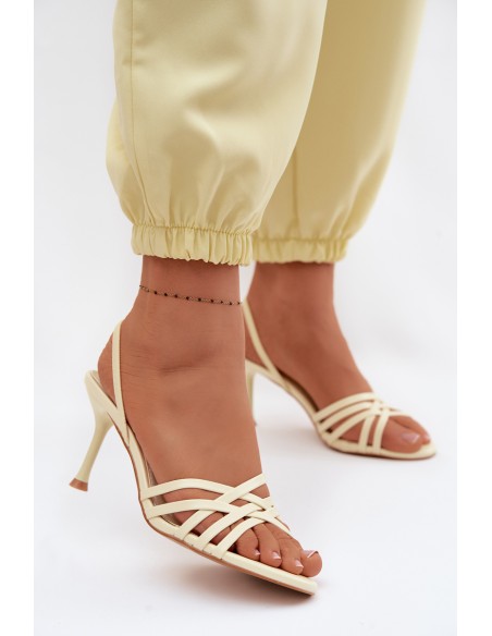 Women's High Heel Sandals With Straps Yellow Velivelle