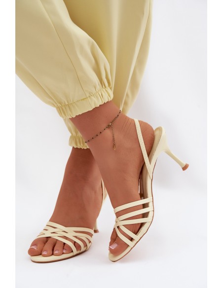 Women's High Heel Sandals With Straps Yellow Velivelle