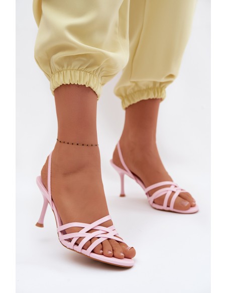 Women's High Heel Sandals With Straps Pink Velivelle