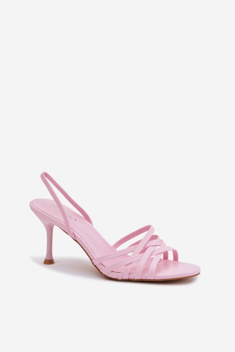 Women's High Heel Sandals With Straps Pink Velivelle