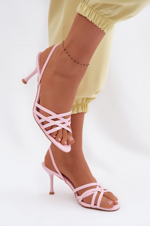 Women's High Heel Sandals With Straps Pink Velivelle