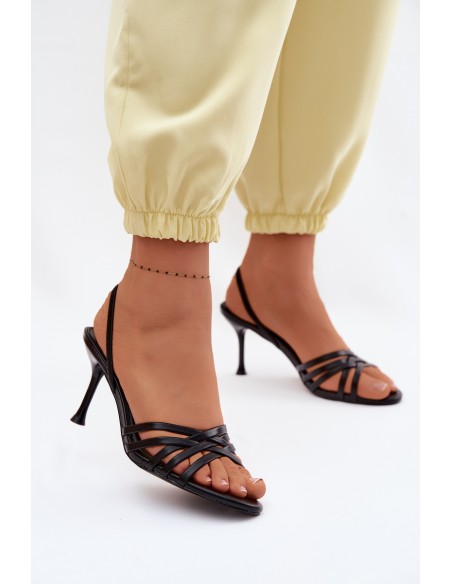 Women's High Heel Sandals With Straps Black Velivelle