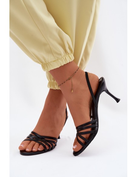 Women's High Heel Sandals With Straps Black Velivelle