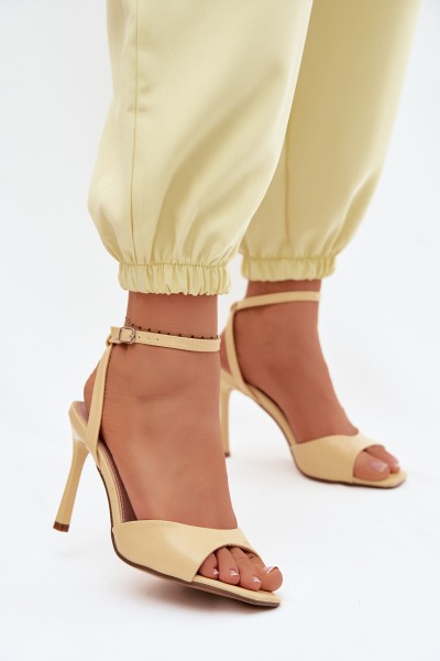 Women's High Heel Sandals Made of Faux Leather Yellow Olissey