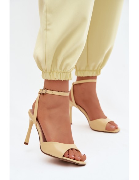 Women's High Heel Sandals Made of Faux Leather Yellow Olissey
