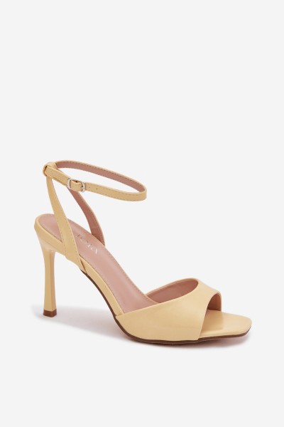 Women's High Heel Sandals Made of Faux Leather Yellow Olissey 2