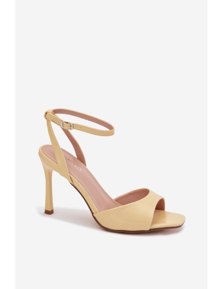Women's High Heel Sandals Made of Faux Leather Yellow Olissey