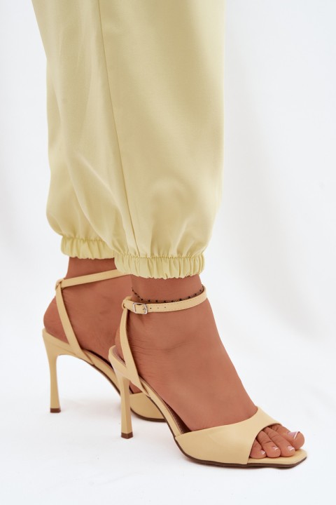 Women's High Heel Sandals Made of Faux Leather Yellow Olissey