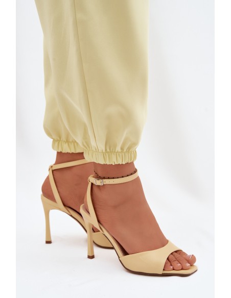 Women's High Heel Sandals Made of Faux Leather Yellow Olissey