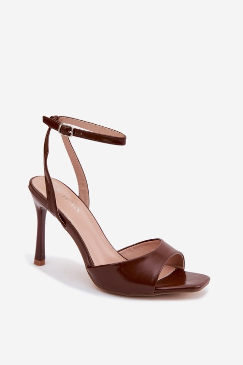 Women's High Heel Sandals Made of Faux Leather Brown Olissey