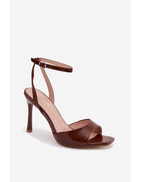 Women's High Heel Sandals Made of Faux Leather Brown Olissey