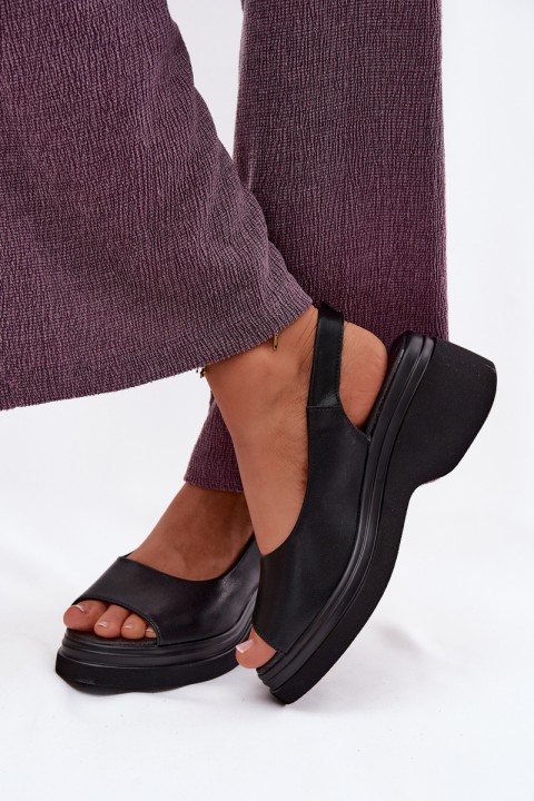 Leather Platform Sandals Vinceza 66936 Black