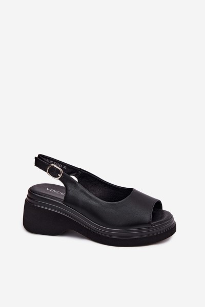 Leather Platform Sandals Vinceza 66936 Black 2
