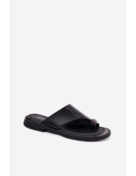 Leather Women's Flip Flops Vinceza 62307 Black