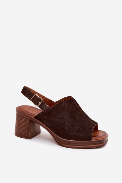 Leather Suede High Heel Sandals Vinceza 39995 Chocolate 2