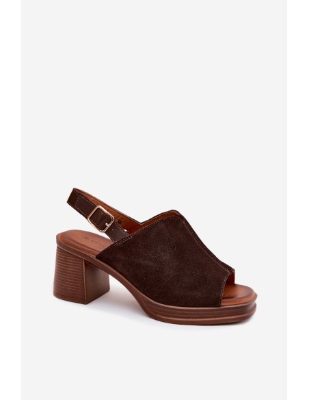 Leather Suede High Heel Sandals Vinceza 39995 Chocolate