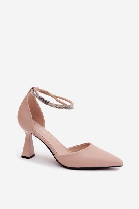 Vinceza 62283 Beige High Heels with Shiny Strap