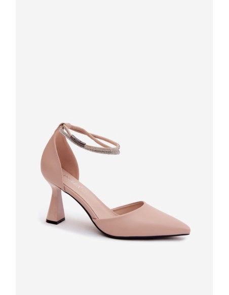 Vinceza 62283 Beige High Heels with Shiny Strap