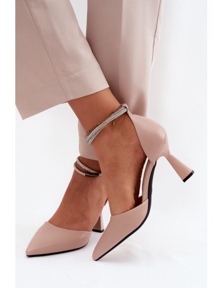 Vinceza 62283 Beige High Heels with Shiny Strap