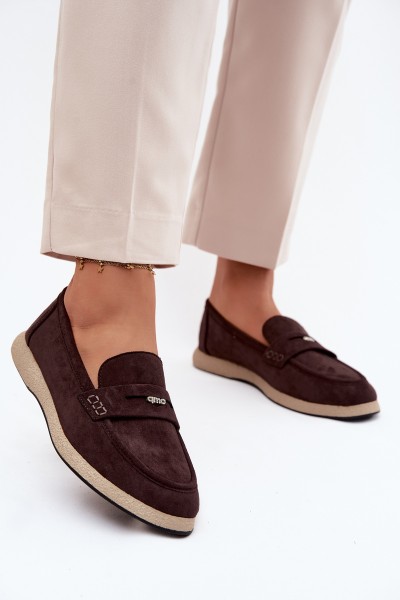 Women's Suede-Look Loafers Vinceza 62273 Chocolate
